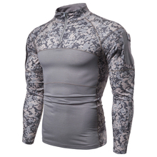 High Stretch Tight Camo Tactical Shirt Army Fan Long Sleeve Military Training Clothes Combat T Shirt Outdoor Hiking Sports Tops 2024 - купить недорого
