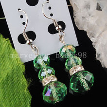 Free Shipping  Beautiful Jewelry AB Green Crystal Faceted Beads Earrings Pair  MC1815 2024 - buy cheap