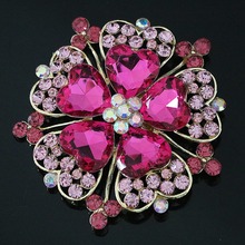 large flower brooch fashion womem 8 colors rhinestone crystal gold-color hot sale Elegant pins jewelry B1226 2024 - buy cheap