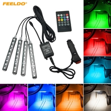FEELDO 1Set Car Interior RGB LED Strip Light Voice Controller Atmosphere Lamp Foot Decorative Light With 24 Key Remote Controlle 2024 - buy cheap