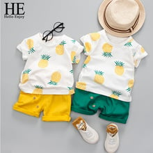 HE Hello Enjoy Summer Clothes For Boys Kids Short Sleeve Print Pineapple T-shirt+Shorts 2 Piece Sets Casual Children's Clothing 2024 - buy cheap