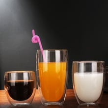 Tazas de café transparente de doble pared de vidrio, aislantes para té de oficina, clásicas, 150, 250, 350 o 450ML, nuevas y a la moda 2024 - compra barato