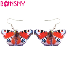 Bonsny Acrylic Pattern Peacock Butterfly Earrings Drop Dangle Big For Women Girls Gift Novelty Accessories Insect Jewelry Bijoux 2024 - buy cheap