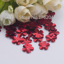 500pcs(30g) 2#Red Color 14mm CUP Five Leaf Flower loose sequins Paillettes sewing Wedding Craft Scrapbook forClothing 2024 - buy cheap