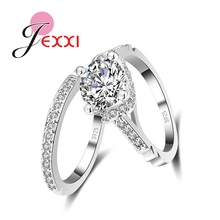 Fashion Jewelry Big White Crystal Ring  Stamp  Silver Gifts Women Wedding Engagement Rings Free Shipping 2024 - buy cheap