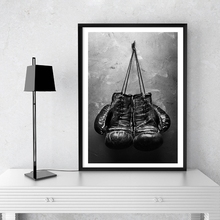 Luvas de boxe vintage, pôster de foto, arte da parede, pintura em tela, imagem preta e branca, estampas esportivas, para decoração de parede da sala de estar, casa 2024 - compre barato