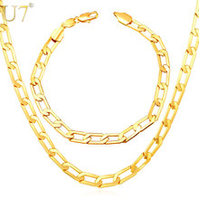 U7-Conjunto de collar y pulsera para hombre, cadena de eslabones, Color dorado, plateado y rosa, S850 2024 - compra barato