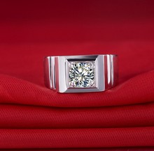 1 quilate ouro branco genuíno bonzer redondo clássico simular diamante anel de aniversário para homens top marca estilo excelente anel de design 2024 - compre barato