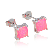 Beautiful Red Fire Opal Design Silver Stamped Wholesale Retail Fashion Jewelry Stud Earrings for Ladies OE526A 2024 - buy cheap