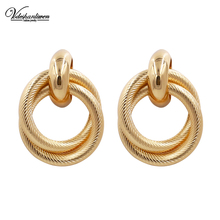 Vodeshanliwen Trendy Gold Metal Round Earrings Bohemian High Quality Geometric Stud Earrings For Women Fashion Jewelry wholesale 2024 - buy cheap