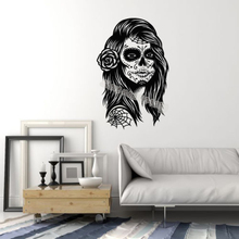 Skull Girl Woman Mexico Wall Decal Mexican Skull Bones Vinyl  Stickers  Removable Wallpaper For child girl Bedroom Mural EA188 2024 - buy cheap