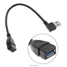 USB 3,0 тип A левый/правый угол 90 градусов штекер прямой Женский Кабель-адаптер удлинитель 2024 - купить недорого