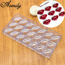 Aomily 3D labios forma plástico pastel de Chocolate molde policarbonato pudín gelatina caramelo hielo molde casero postre utensilio de cocina para hornear DIY 2024 - compra barato