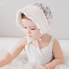 Yundfly Bonnet with Lace Kids Girl Photography Prop Nordic Vintage Pattern Toddler Flower Retro Children Christening Baptism Cap 2024 - buy cheap