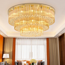 Large hotel crystal lamp LED three-layer ceiling lamp atmosphere of the living room lobby lamp led ceiling lamps lighting lights 2024 - buy cheap