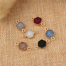 2pcs Hexagon Resin Stone Pendant Accessories Necklace Bracelet Connector Charms Women Diy Handmade Choker Jewelry Findings F10 2024 - buy cheap