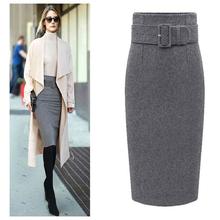 Женская Повседневная юбка-карандаш, однотонная облегающая юбка из 2015 хлопка с высокой талией, большие размеры, Осень-зима 2024 - купить недорого