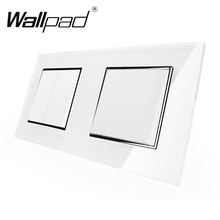 New Arrival Wallpad Luxury White Crystal Glass Schuko Double Switch 3 Gang 2 Way Wall Light Switch with Claws Mount 2024 - buy cheap