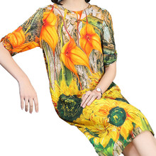 Женское летнее платье в стиле бохо с цветочным принтом, винтажное платье макси с принтом, богемное пляжное сексуальное платье, повседневное свободное платье L168 2024 - купить недорого