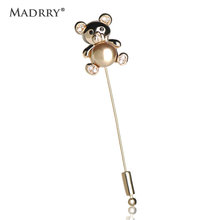 Madrry lindo oso Broches para las mujeres, los niños simulado de perlas de cristal de Broches solapa Pin de los hombres y las mujeres traje de abrigo bolsillo Pin up 2024 - compra barato