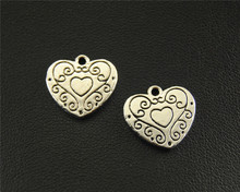 10pcs  Silver Color Heart with Pattern Charm DIY Jewelry Findings Accessories  15mm A1594 2024 - buy cheap