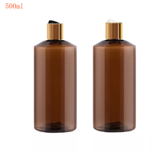 12pc 500ml gold Disc Cap Bottle for Shampoo Make Up Lotion Empty Portable Reusable Bottle Plastic for Make Up Skin Care Bottles 2024 - buy cheap