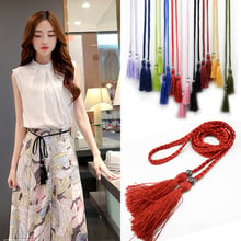 Popular 1PC Ladies Tassel Decorated Waist Woven Braided Belt Waist Chain Women Waistband Waist Rope 160cm Tassels Belts 2024 - buy cheap