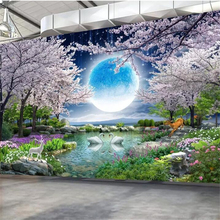 wellyu wall papers home decor Custom wallpaper Moon flower good moon round cherry tree landscape painting TV background wall 2024 - buy cheap