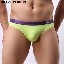 Brand Brave Person Men gay Briefs Sexy Underwear Briefs Low Waist Underpants Men sexy Briefs Nylon Men Bikini solid Briefs 2024 - buy cheap