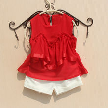 Chiffon Red Shirt Girls Korean Kids Clothes Summer 2019 Teenage School Girl Blouse Cute Sleeveless Shirts for Toddler Baby New 2024 - buy cheap