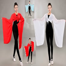 Women Yangko Dance Clothing Gradient Big Sleeve Chinese Folk Dance Costume Lady Tibetan Dance Wear Dai Dance Tops Water Sleeve 2024 - buy cheap