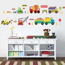 Adesivos de parede trânsito de caminhão, desenho animado, para crianças, sala de estar, jardim de infância, bebê, berçário, veículo, ônibus, decalques, decoração de casa 2024 - compre barato