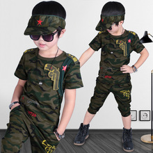 2018 Summer Boys Clothing Set Short-Sleeve Camouflage Set Children's Clothing Cotton Army Green Kids Suit 2 Piece For 2-10Y 2024 - buy cheap