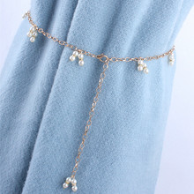 fashion women metal pearl belt rhinestone crystal beads thin waistband for dresses female luxury ceinture femme 2024 - buy cheap