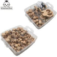2 Boxed Baby Teether Beech Geometric Hexagon Beads Wooden Animal Teether Pacifier Clip Crochet beads DIY baby teething necklace 2024 - buy cheap
