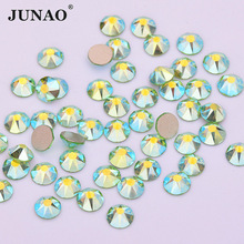 JUNAO SS20 зеленый AB грань кристалла Стразы для ногтей стеклянные стразы с плоской задней поверхностью не HotFix клеевые бусины на камнях для DIY ювелирных изделий для одежды 2024 - купить недорого