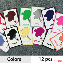 12 Pcs/Set Colors and Shapes  English Word Pocket Flash Card Children Cognitive Cards Early Educational Toy 2024 - buy cheap