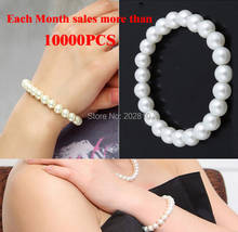 hot Fashion 10MM white pearl beads bracelet bangle Rope chain strand pearl bracelet for women girls 2020  Good quality 2024 - buy cheap