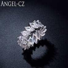 ANGELCZ Unique Wedding Party Women Ring Leaf Shape AAA Cubic Zirconia White Gold Color Bridal Rings Jewelry For Ladies AR028 2024 - buy cheap