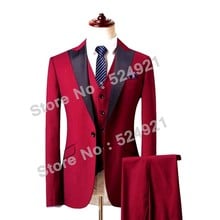 New Style Groomsmen  Groom Tuxedos Peak Black Lapel Men Suits Wedding Best Man Blazer ( Jacket+Pants+Vest+Tie ) C487 2024 - buy cheap