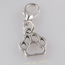 Hot Fashion Antique  Pet Cat Dog Paw Prints Dangle Charms With Lobster Clasp Fit Necklace bracelets Key Chains 100pcs 9*11mm 2024 - buy cheap