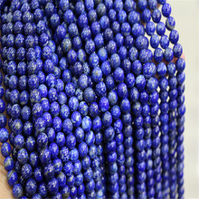 Drop Free Shipping Blue Gold Genuine Natural Lapis Lazuli Stone DIY Bracelets Or Necklace 6mm Crystal Quartz Round Loose Beads 2024 - buy cheap