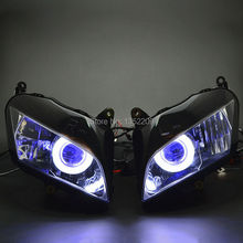 Custom Projector Headlight Assembly 35W HID White Angel Blue Demon Eyes fits for Honda CBR 600RR 07-12 2024 - buy cheap