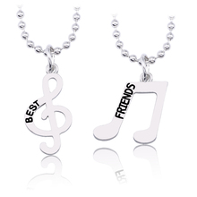 2 Pcs/Set Charm Musical Note Pendant Necklace Best Friends Lettered Music Jewelry BBF For Women Special Gift 2024 - buy cheap