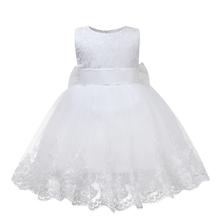 Vestido de renda infantil, vestido florido com laço grande para meninas, batismo, batismo, batizado, festa de casamento 2024 - compre barato