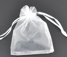 DoreenBeads-Bolsa de regalo, organza, blanca, con dibujo, boda, 9x7cm, 100 Uds. (B07738) 2024 - compra barato