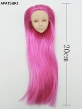 Cabeza de pelo rosa suave para muñeca para practicar el maquillaje, cabeza para muñecas de 11,5 "para BJD 1/6, cabeza para practicar sin ojo 2024 - compra barato