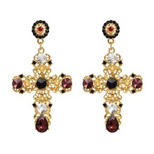 Fashion Europe And the United States Popular Charismatic Cross Crystals Earring Women Wedding Earrings Jewelry Brincos 2024 - buy cheap