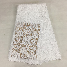 Silk Lace High Quality White Swiss Voile Cotton Guipure Cord African Lace Fabric For women dress party 5yd/lot Free Shipping 2024 - buy cheap