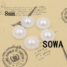 Free Shipping Size 8mm 500 Pcs/lot White/Ivory Color Imitation Pearls Half Round Flatback Sunflower Beads For DIY Decoration 2024 - buy cheap